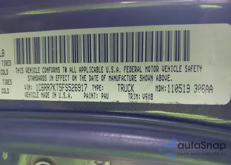 2015 Ram 1500 Express from USA, damaged, VIN 1C6RR7KT5FS526917